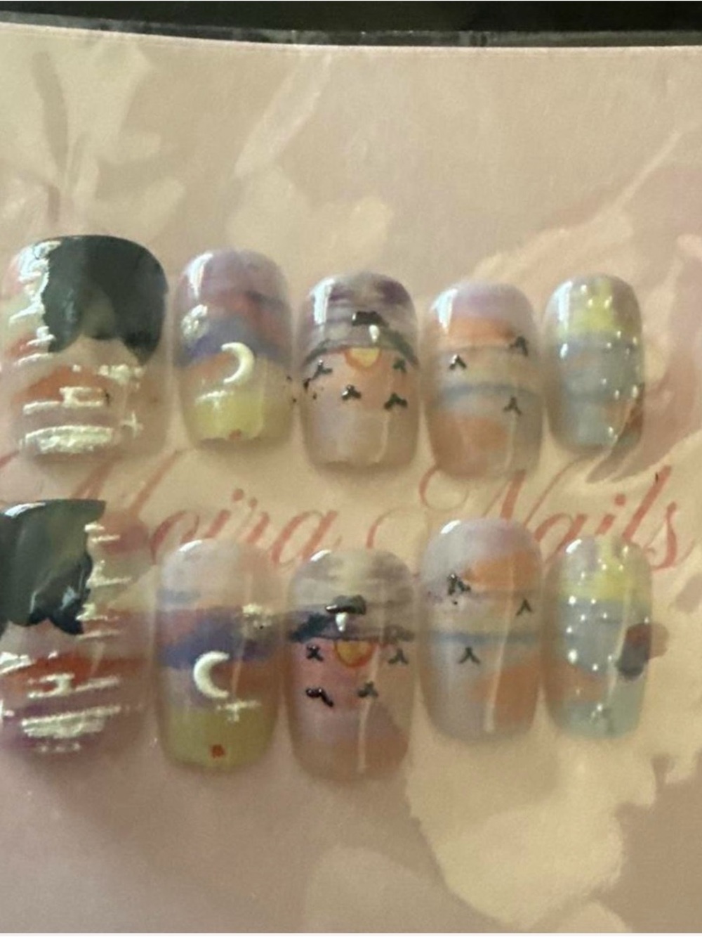 Decorative Pastel Sunset Nail Art Set